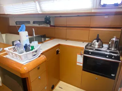 Galley of Sir Galahad II, a Jeanneau Sun Odyssey 409 sailboat at Road Town, British Virgin Islands