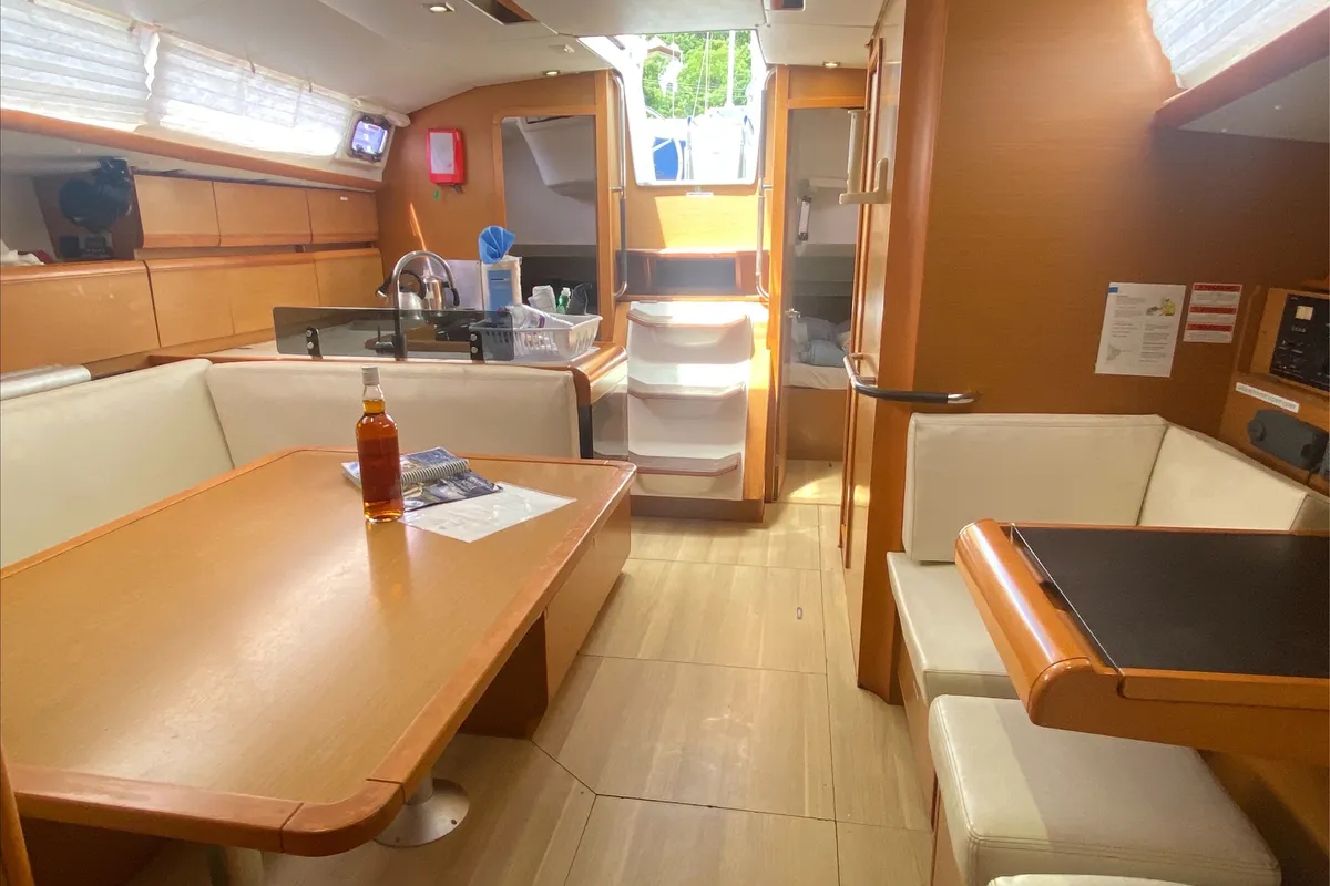Salon of Sir Galahad II, a Jeanneau Sun Odyssey 409 sailboat at Road Town, British Virgin Islands