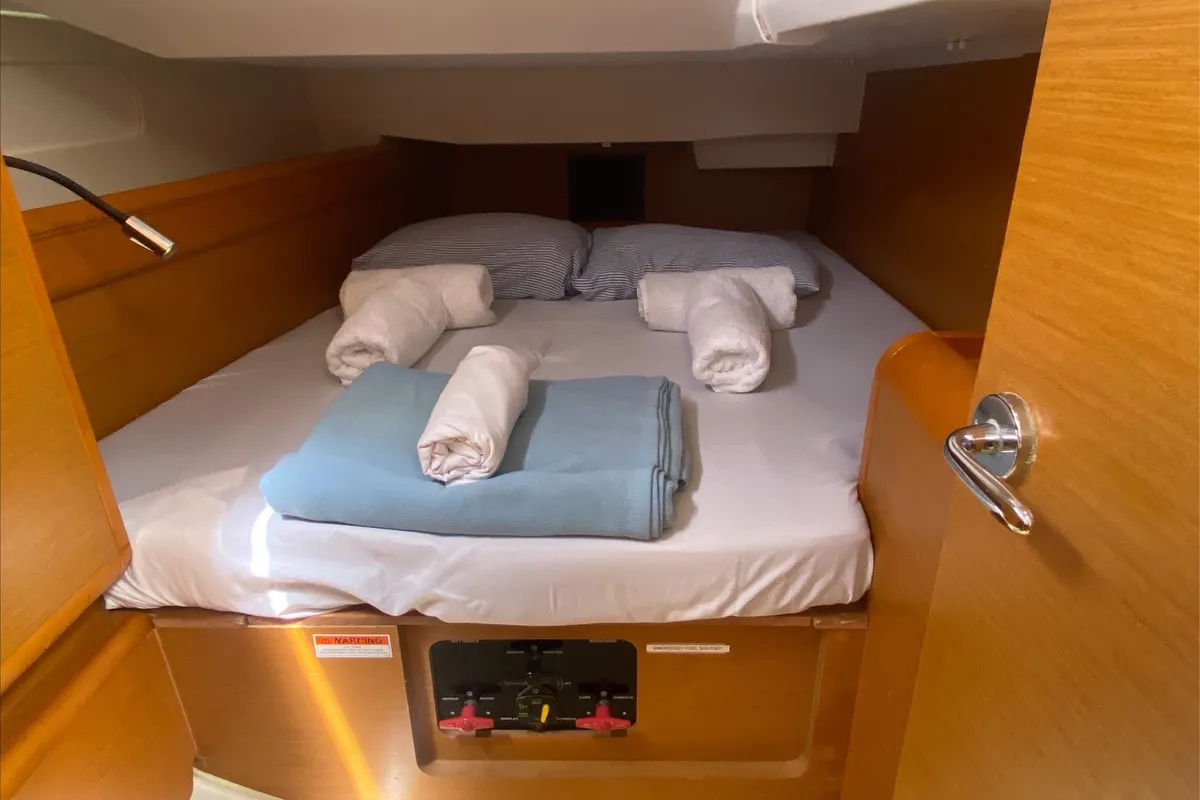 Cabin on Sir Galahad II, a Jeanneau Sun Odyssey 409 sailboat at Road Town, British Virgin Islands
