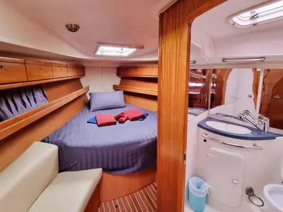 Cabin on Diana, a Bavaria 39 Cruiser sailboat at Mai Khao, Thailand