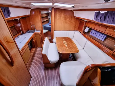 Salon of Diana, a Bavaria 39 Cruiser sailboat at Mai Khao, Thailand