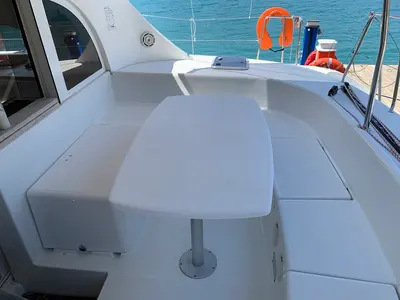 Deck of Lagoon 380, a catamaran at Fethiye, Turkey