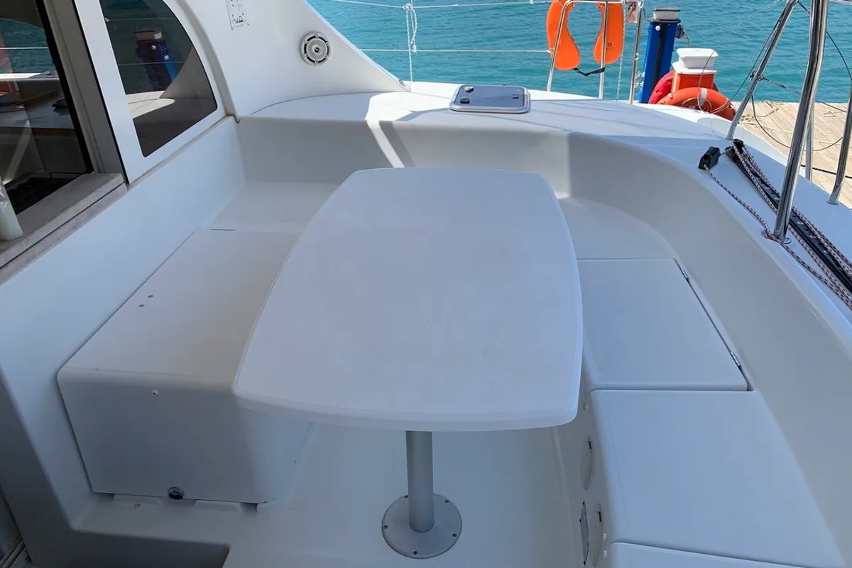 Deck of Lagoon 380, a catamaran at Fethiye, Turkey
