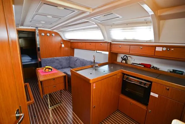 Salon of Kedi, a Bavaria Cruiser 37 sailboat at Fethiye, Turkey