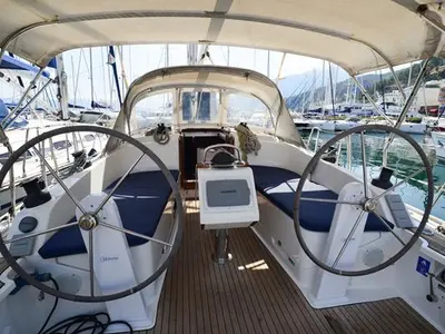 Cockpit of Kedi, a Bavaria Cruiser 37 sailboat at Fethiye, Turkey