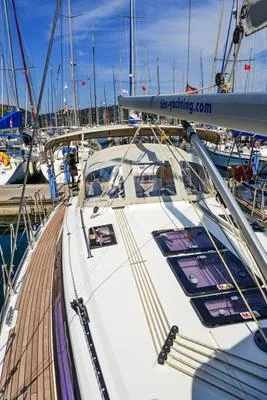 Deck of Kedi, a Bavaria Cruiser 37 sailboat at Fethiye, Turkey