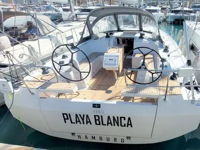 Cockpit of Playa Blanca, a Bavaria C42 sailboat at Palma de Mallorca, Spain