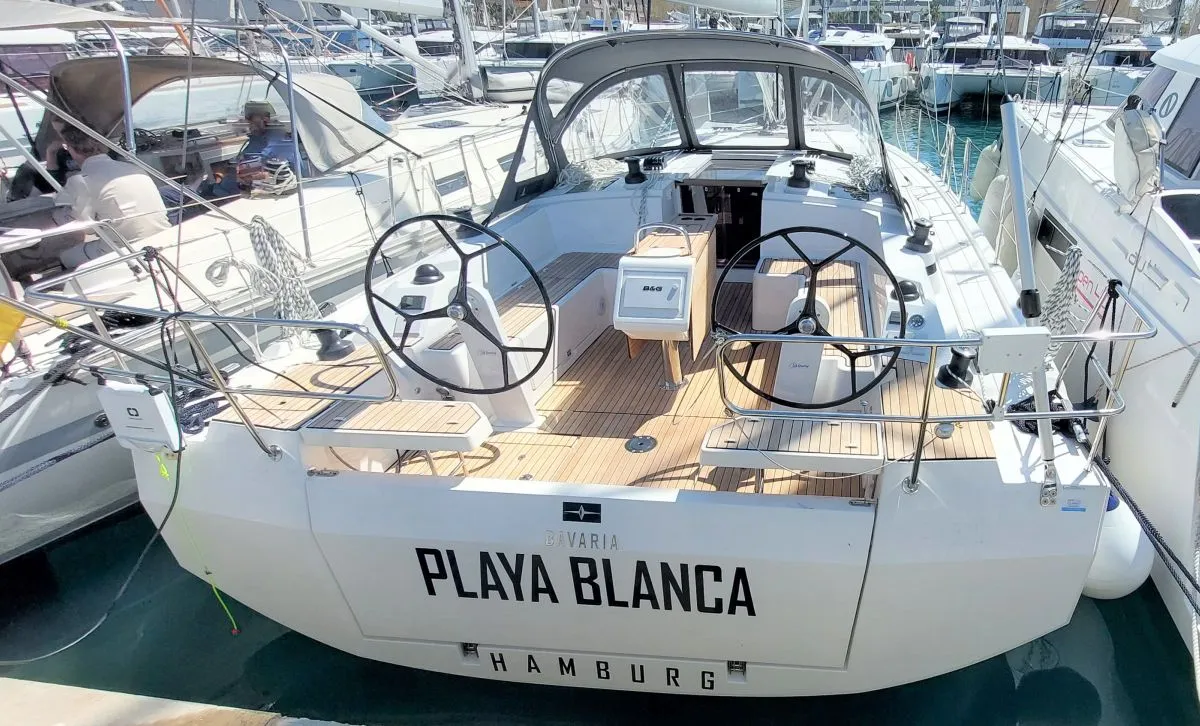 Cockpit of Playa Blanca, a Bavaria C42 sailboat at Palma de Mallorca, Spain