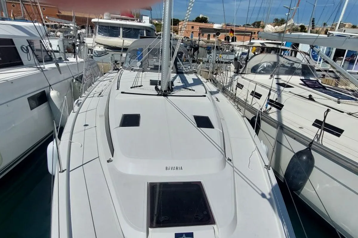 Deck of Playa Blanca, a Bavaria C42 sailboat at Palma de Mallorca, Spain