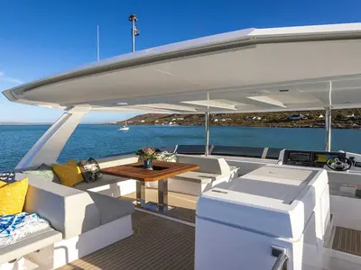 Deck of Moorings 464PC Exclusive, a Leopard 46PC catamaran at Road Town, British Virgin Islands