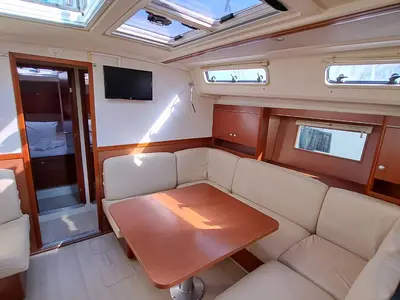 Salon of Swell, a Hanse 455 sailboat at Lavreotiki Municipal Unit, Greece