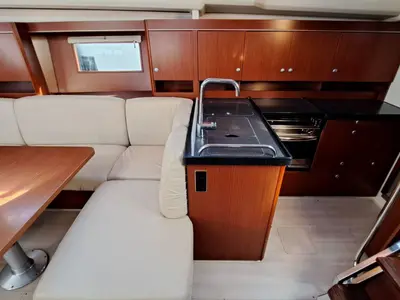 Galley of Swell, a Hanse 455 sailboat at Lavreotiki Municipal Unit, Greece