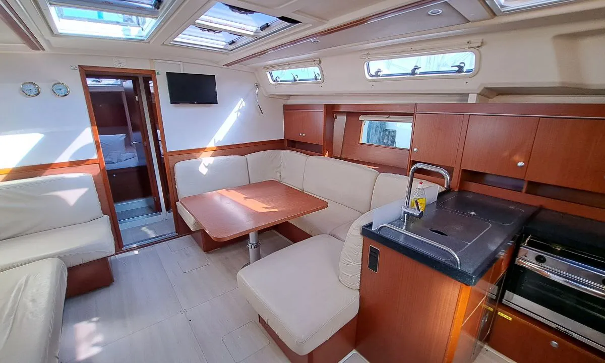 Galley of Swell, a Hanse 455 sailboat at Lavreotiki Municipal Unit, Greece