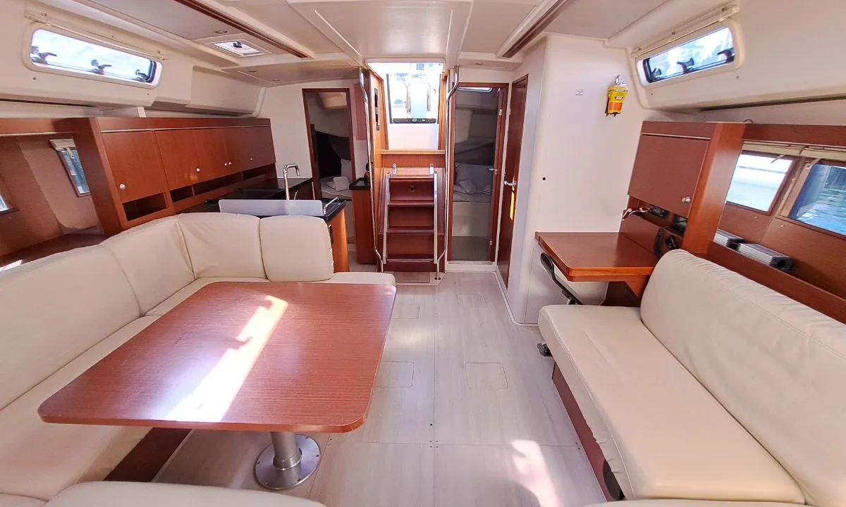 Salon of Swell, a Hanse 455 sailboat at Lavreotiki Municipal Unit, Greece