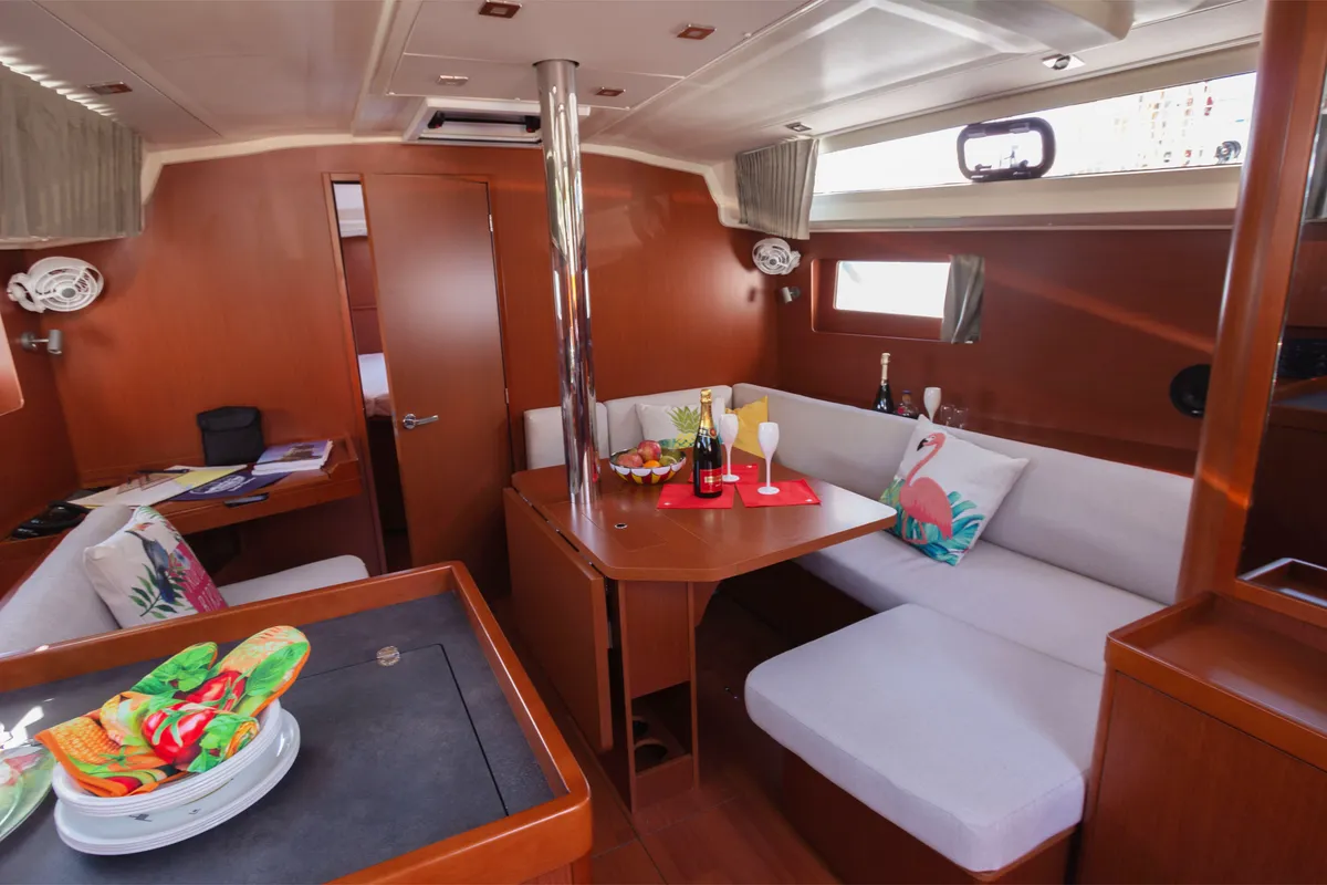Salon of Poison, a Beneteau Oceanis 41.1 sailboat at Bocca di Magra, Italy
