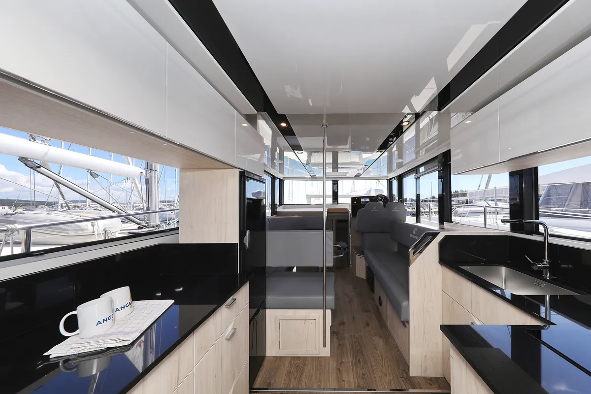 Galley of Time Out, a Cobra Yachts Seamaster 45 motor yacht at Općina Sukošan, Croatia