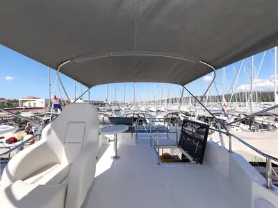Cockpit of Time Out, a Cobra Yachts Seamaster 45 motor yacht at Općina Sukošan, Croatia