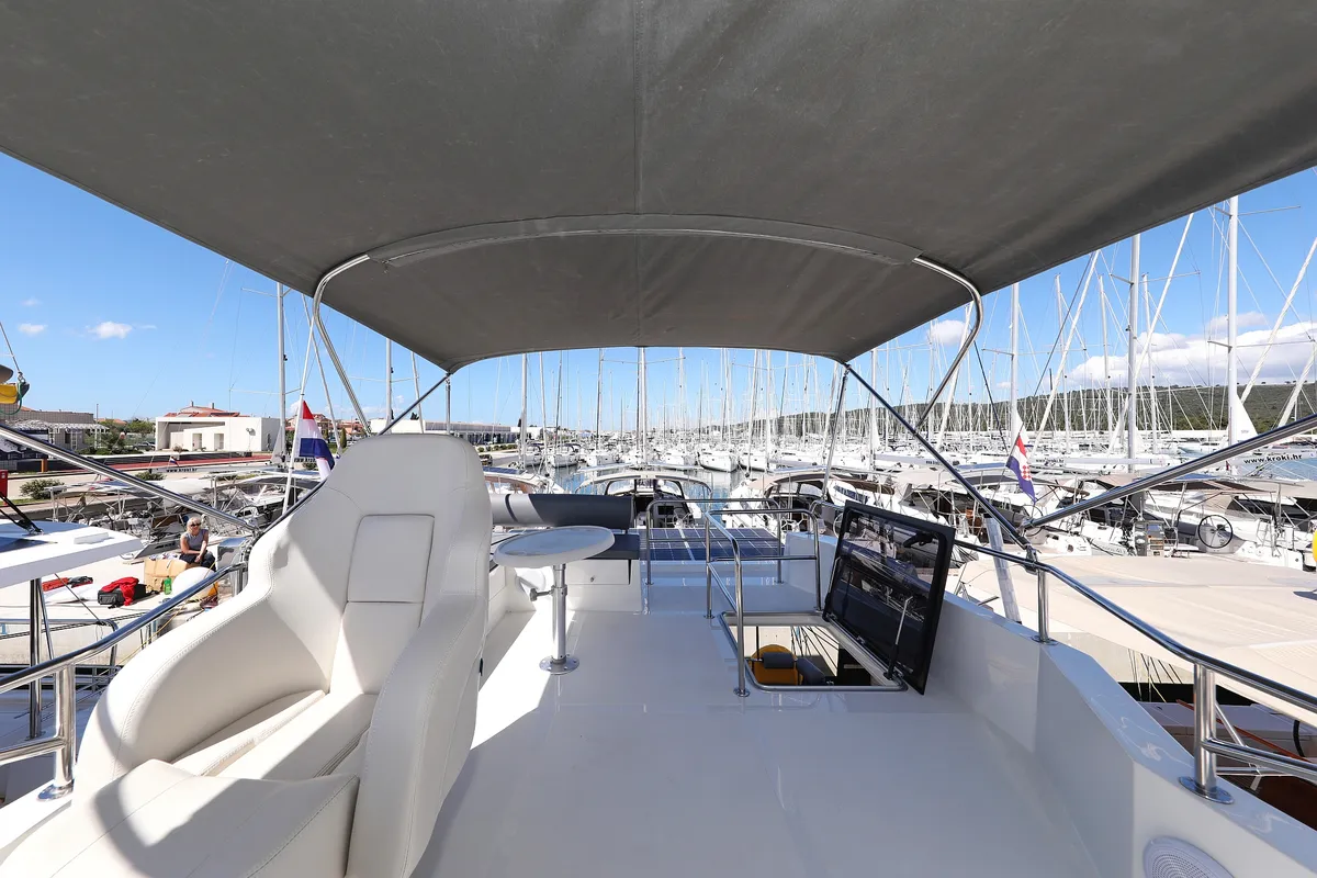 Cockpit of Time Out, a Cobra Yachts Seamaster 45 motor yacht at Općina Sukošan, Croatia
