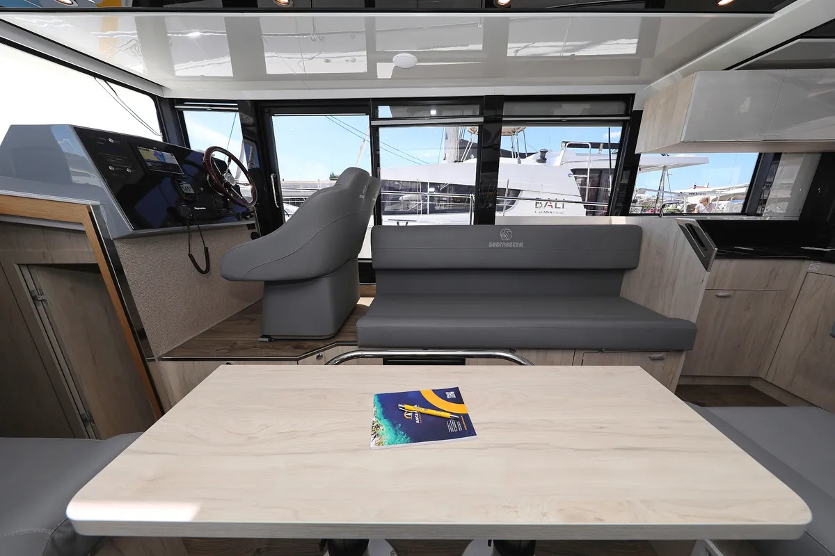 Cockpit of Time Out, a Cobra Yachts Seamaster 45 motor yacht at Općina Sukošan, Croatia