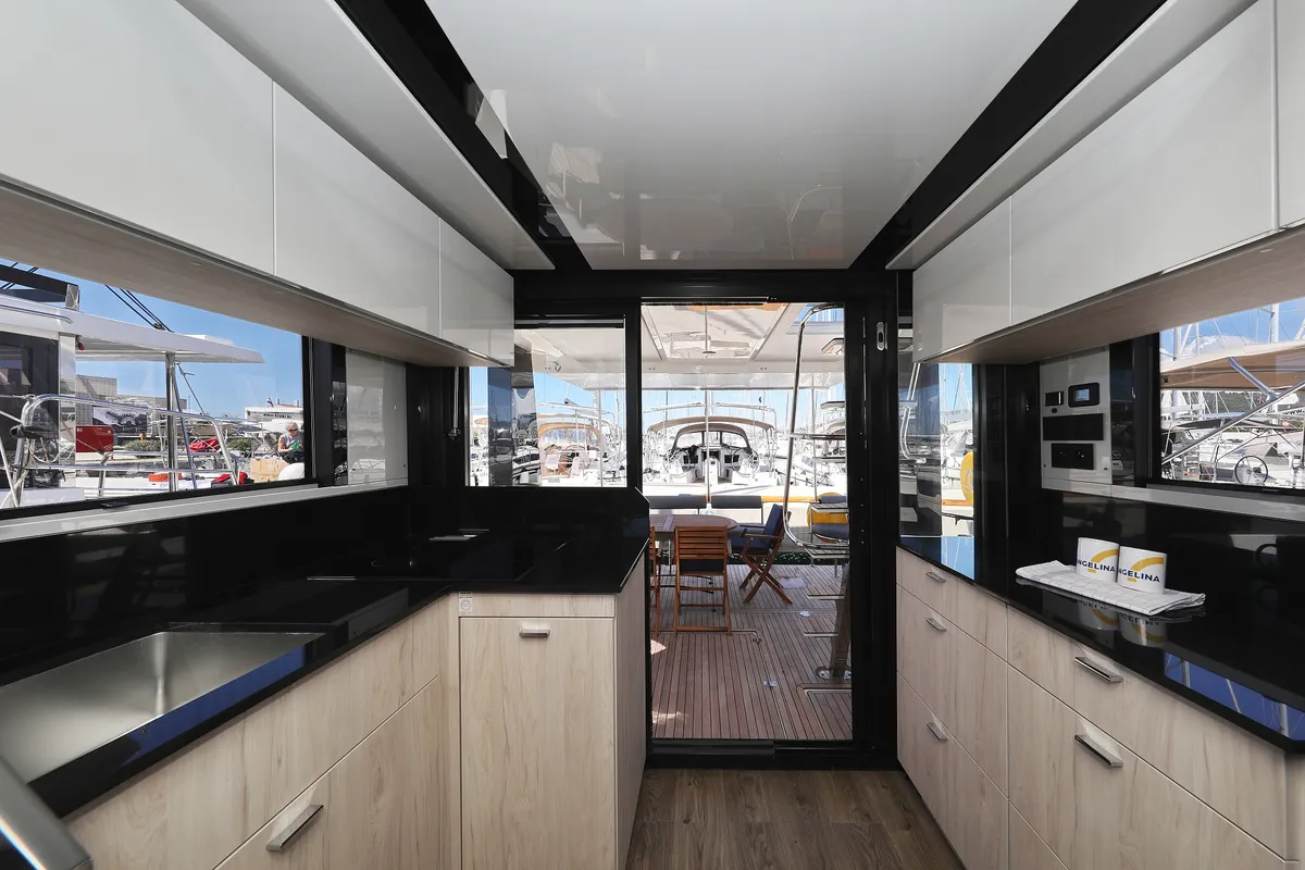 Galley of Time Out, a Cobra Yachts Seamaster 45 motor yacht at Općina Sukošan, Croatia