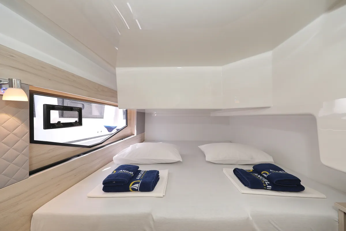 Cabin on Time Out, a Cobra Yachts Seamaster 45 motor yacht at Općina Sukošan, Croatia