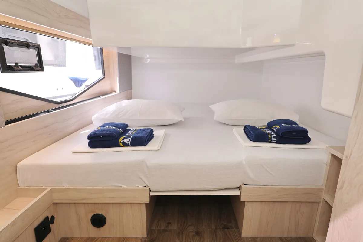 Cabin on Time Out, a Cobra Yachts Seamaster 45 motor yacht at Općina Sukošan, Croatia