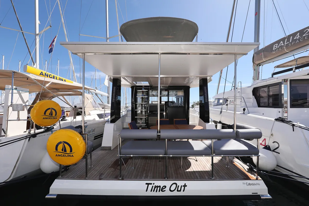 Deck of Time Out, a Cobra Yachts Seamaster 45 motor yacht at Općina Sukošan, Croatia