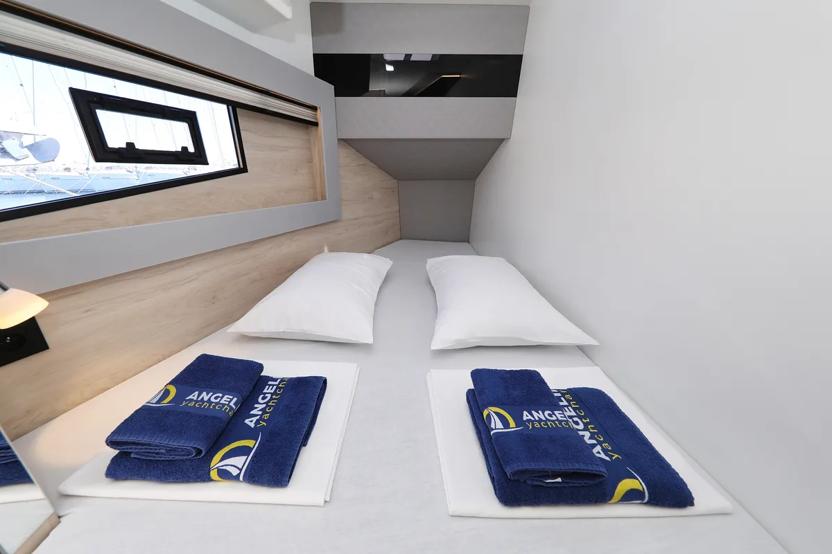 Cabin on Time Out, a Cobra Yachts Seamaster 45 motor yacht at Općina Sukošan, Croatia
