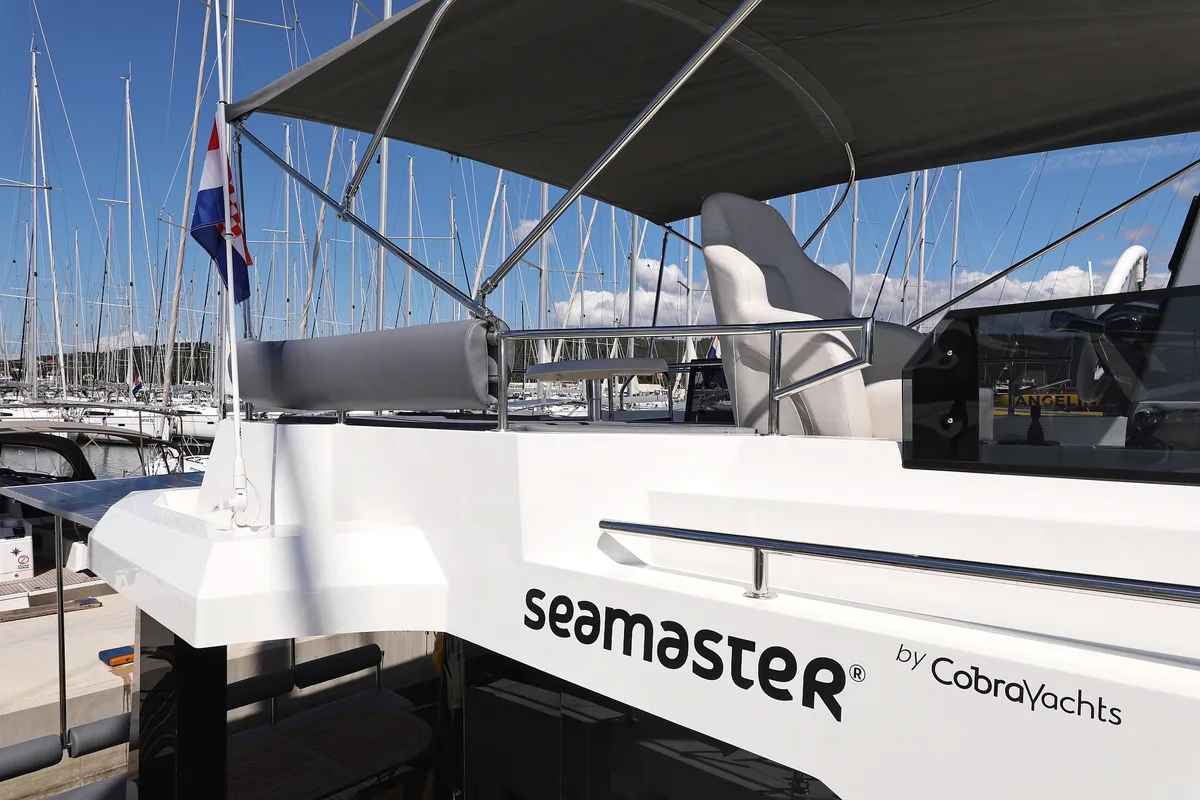 Exterior view of Time Out, a Cobra Yachts Seamaster 45 motor yacht at Općina Sukošan, Croatia