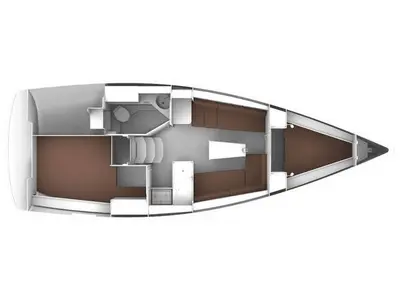 Floor plan of (1682 BG), a Bavaria 33 Cruiser sailboat at Grad Biograd na Moru, Croatia