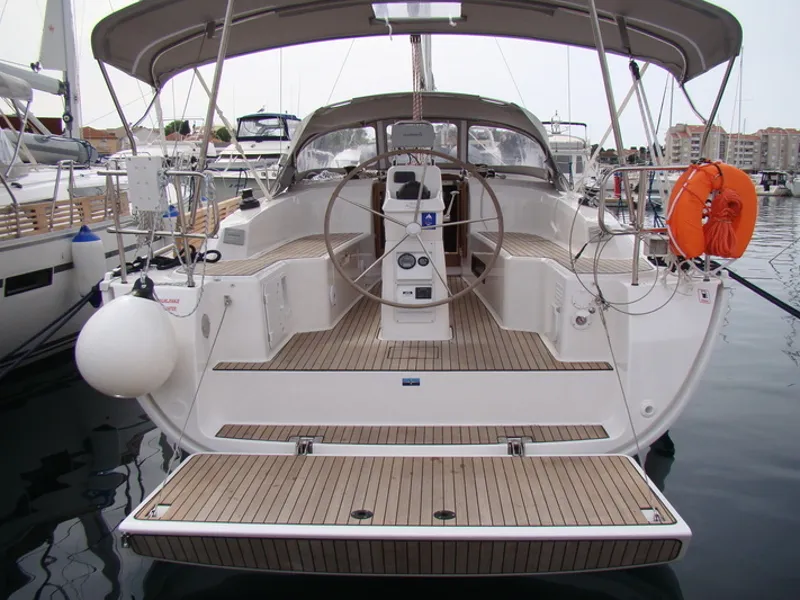 Exterior view of (1682 BG), a Bavaria 33 Cruiser sailboat at Grad Biograd na Moru, Croatia