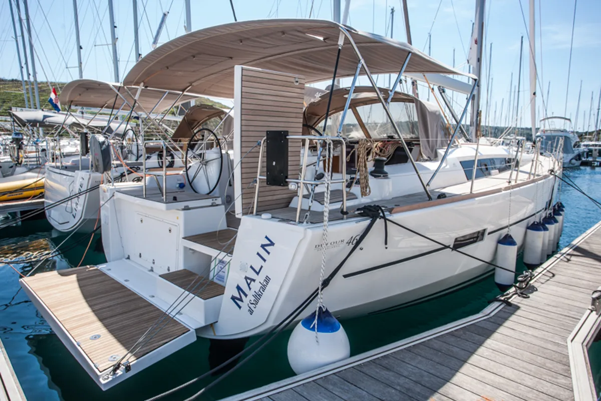 Exterior view of MALIN (owner version, new sails 2024., air condition, generator), a Dufour 460 Grand Large sailboat at Prim…