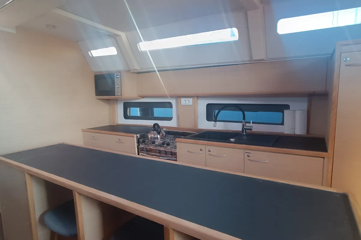 Galley of Dona, a D&D Kufner 50 sailboat at Punat, Croatia