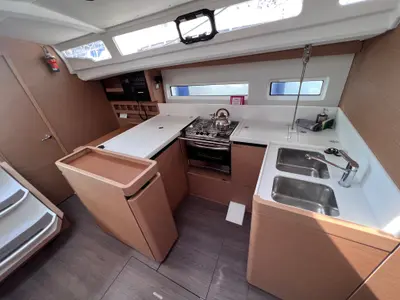 Galley of Elisabeth II, a Jeanneau Sun Odyssey 440 sailboat at Volos Municipality, Greece