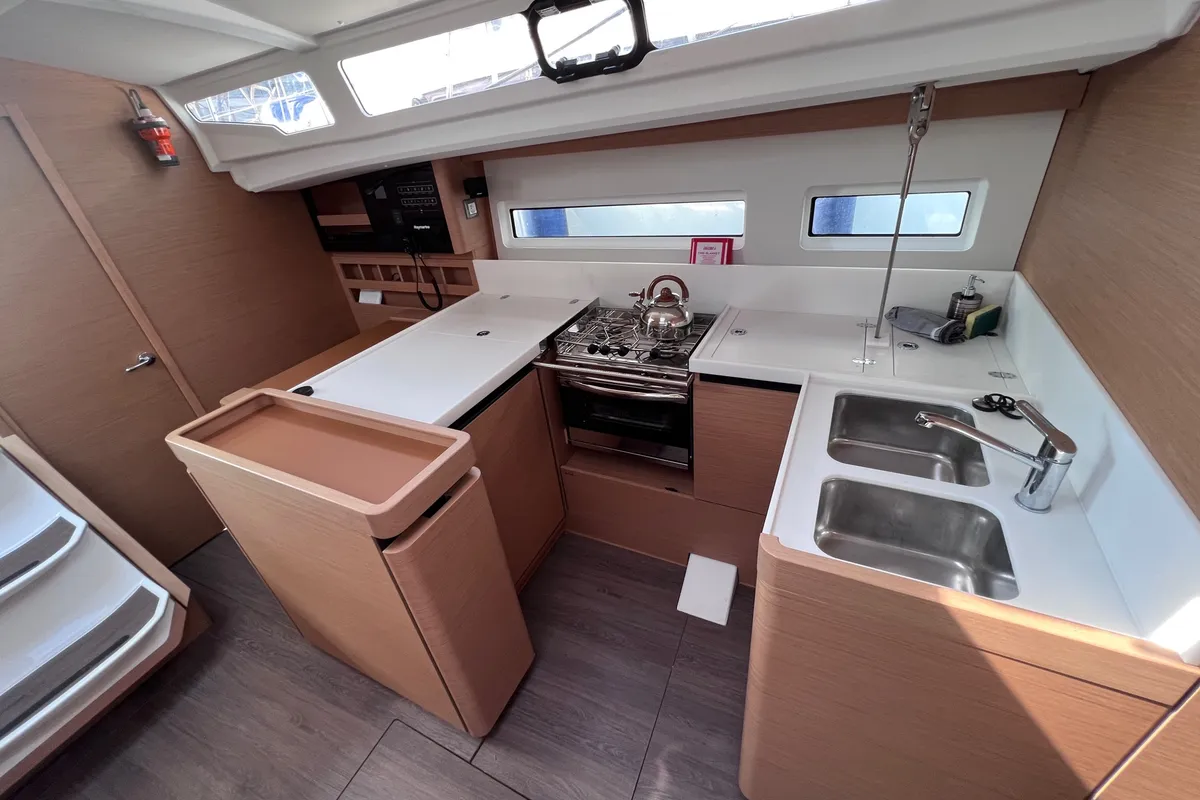 Galley of Elisabeth II, a Jeanneau Sun Odyssey 440 sailboat at Volos Municipality, Greece