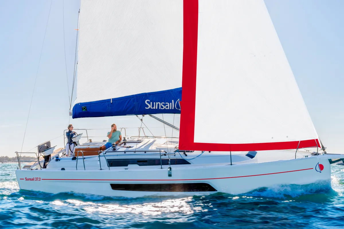 Exterior view of Sunsail 37.3 Premium, a Dufour 37 sailboat at Municipal Unit of Lefkada, Greece