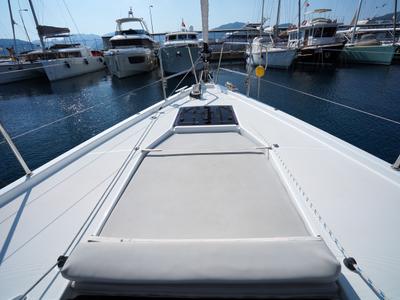 Deck of Cappuccino Due, a Jeanneau 54 sailboat at Marmaris, Turkey