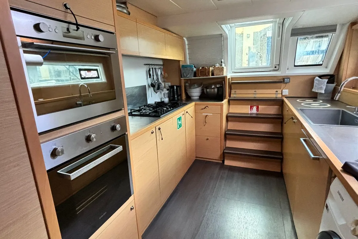 Galley of Lady Rachel, a Lagoon 620 catamaran at Procida, Italy