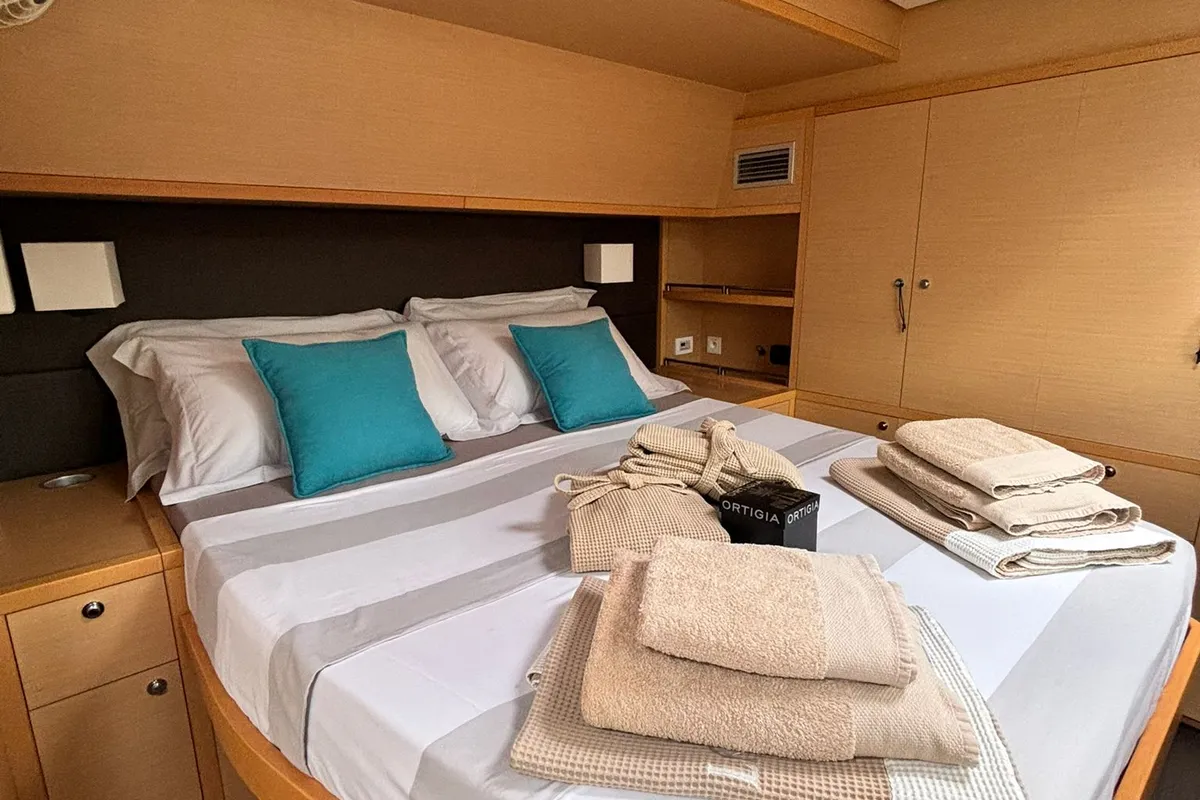 Cabin on Lady Rachel, a Lagoon 620 catamaran at Procida, Italy