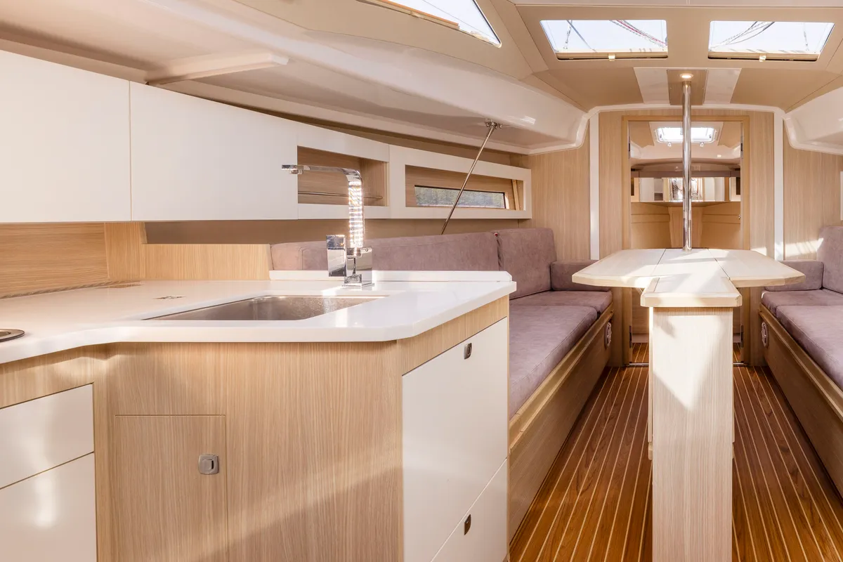 Galley of Wyspa Heleny, a Northman Maxus 34 sailboat at Sztynort, Poland