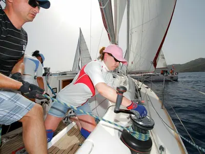 Deck of Race Dog, a AD Boats Salona 41 sailboat at Marmaris, Turkey