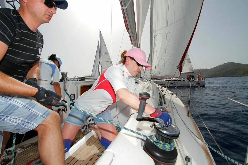 Deck of Race Dog, a AD Boats Salona 41 sailboat at Marmaris, Turkey