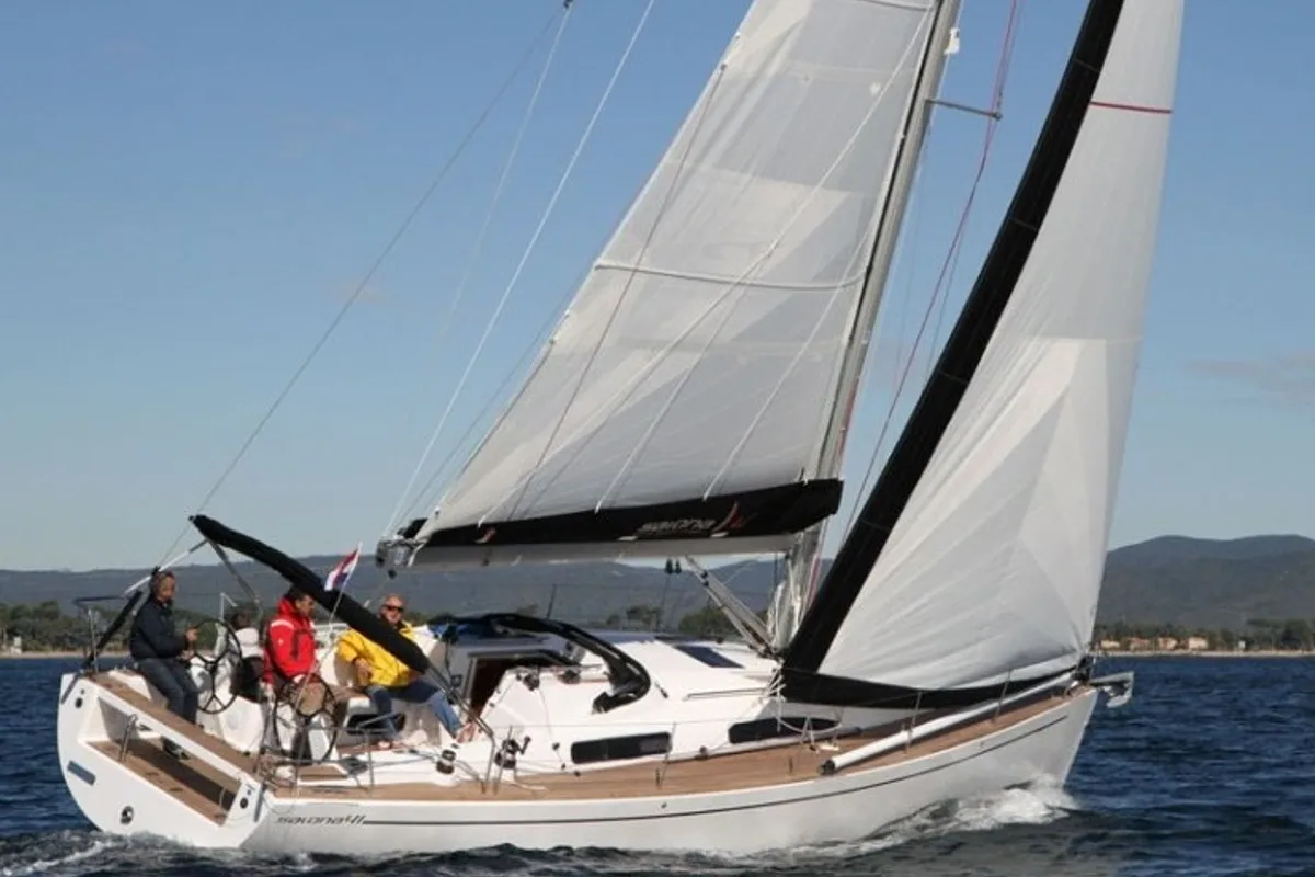 Exterior view of Race Dog, a AD Boats Salona 41 sailboat at Marmaris, Turkey