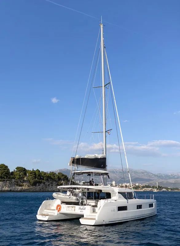 Exterior view of Skyfall, a Lagoon 46 catamaran at Split, Croatia