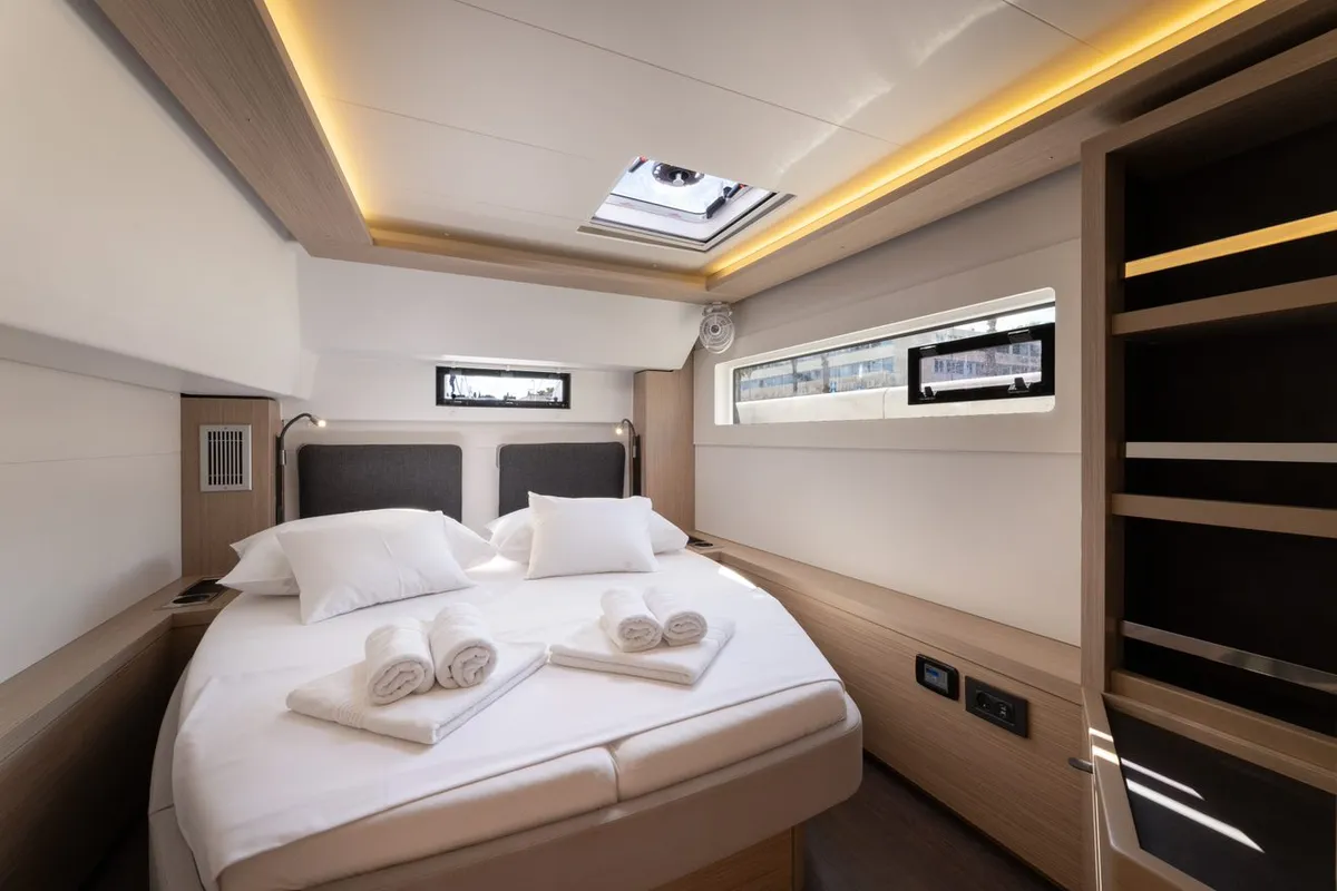 Cabin on Skyfall, a Lagoon 46 catamaran at Split, Croatia