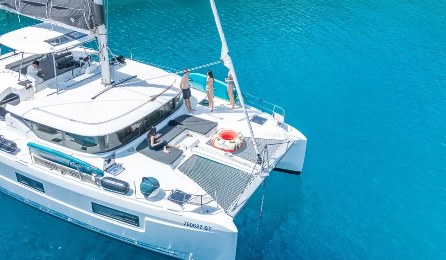 Deck of Skyfall, a Lagoon 46 catamaran at Split, Croatia