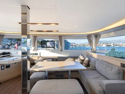 Salon of Skyfall, a Lagoon 46 catamaran at Split, Croatia
