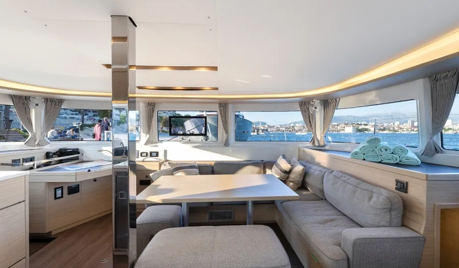 Salon of Skyfall, a Lagoon 46 catamaran at Split, Croatia
