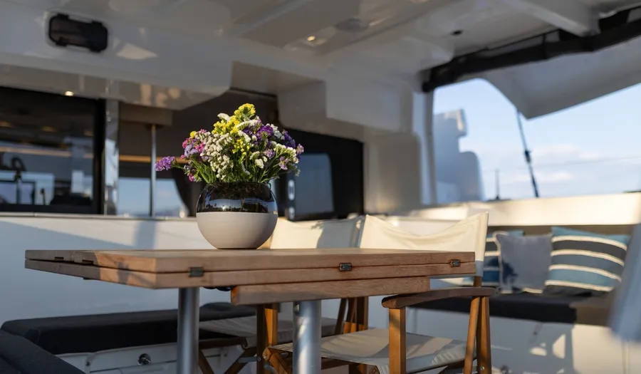 Deck of Skyfall, a Lagoon 46 catamaran at Split, Croatia