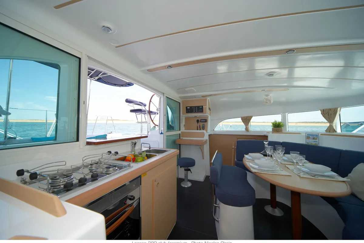 Galley of Naos, a Lagoon 380 catamaran at Olbia, Italy